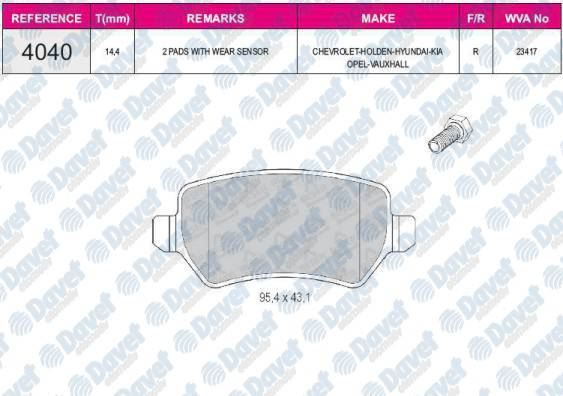 BESER 4040 Fren Balatasi Arka Wva 23417 Opel Astra H 1.4 1.6 04=> Hyundai Ix20 1.4 16v 1.4crdi 16v 1.6 16v 2010=>  ####